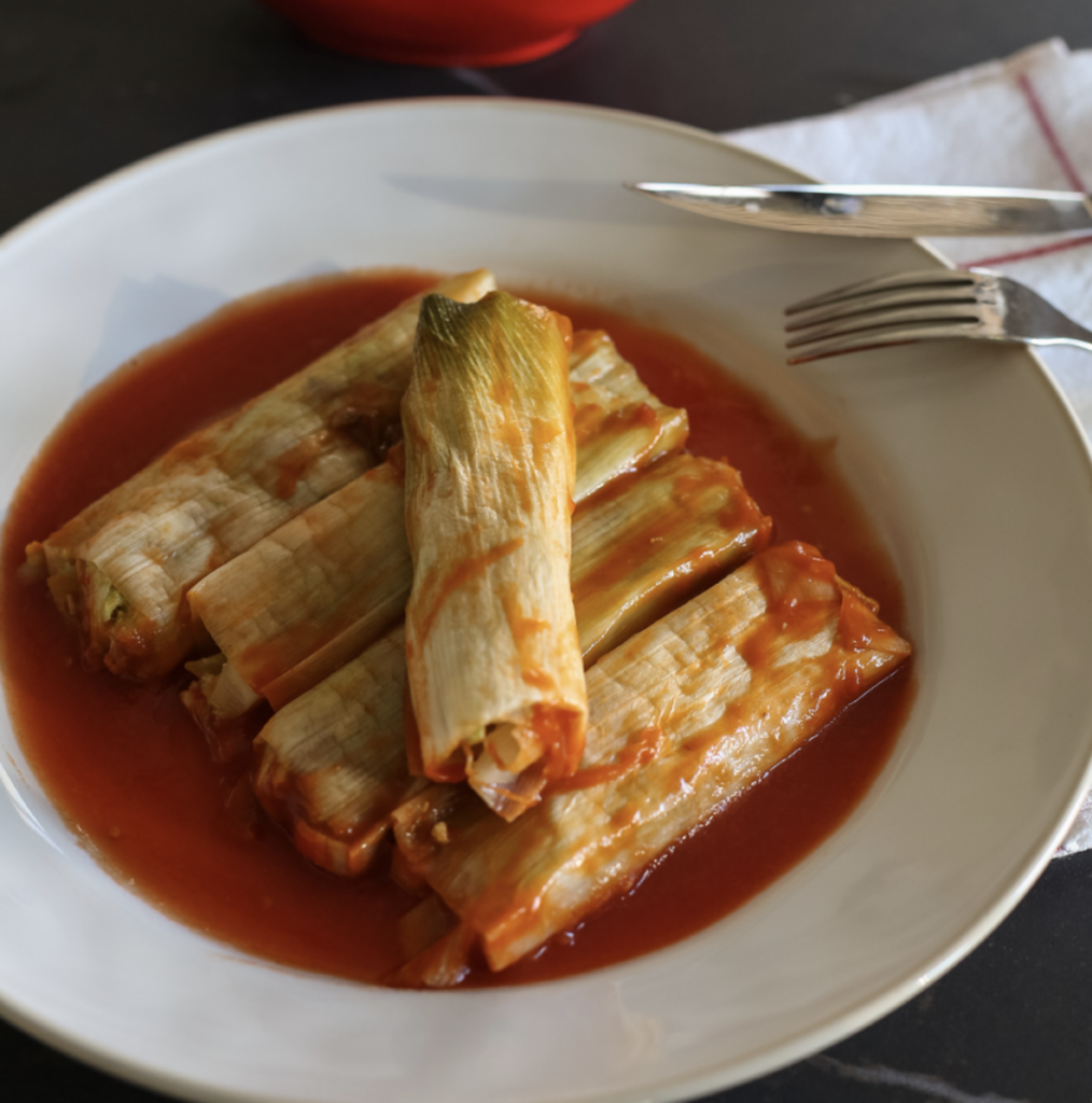 Canelones de puerro