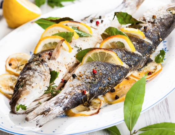 Lubina al horno con verduras