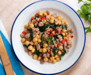 Garbanzos con atún/caballa, acelgas y pimiento