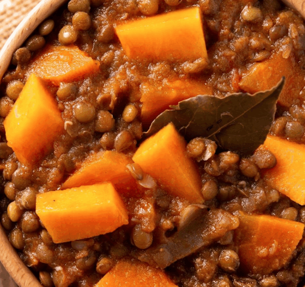 Lentejas con calabaza