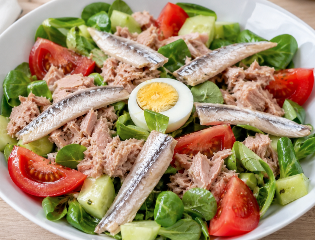 Ensalada de boquerones con atún o melva