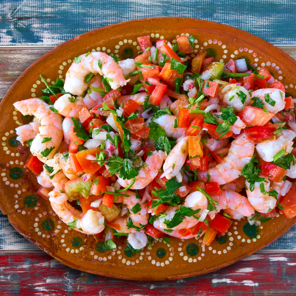 Ceviche de gambas cocidas