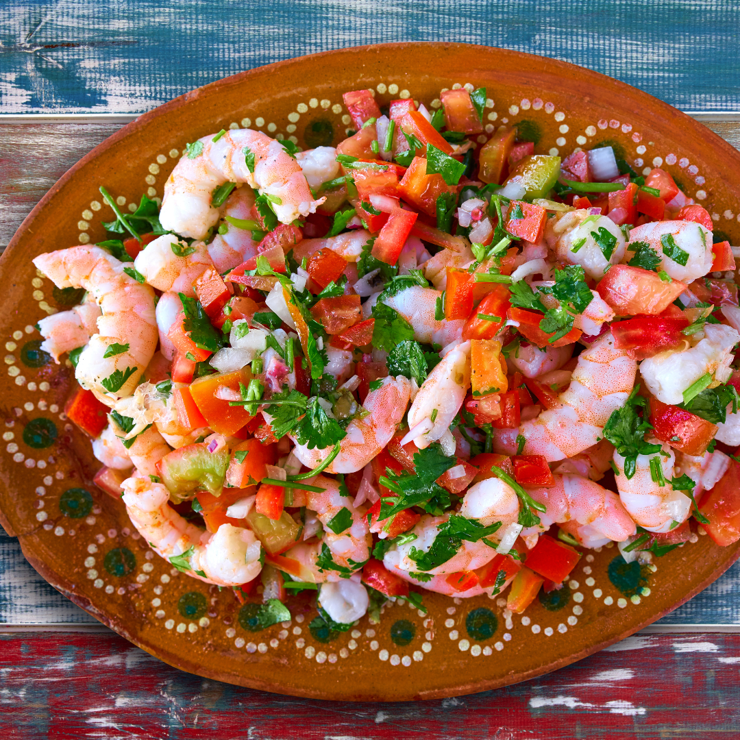 Ceviche de gambas cocidas