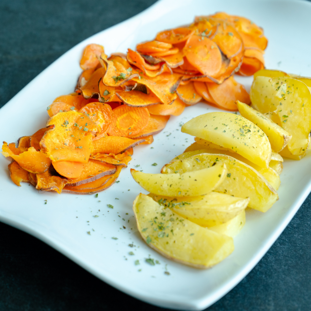 Chips de boniato, zanahoria y patata