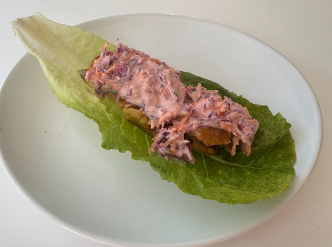 Tacos de tempeh con hojas de lechuga